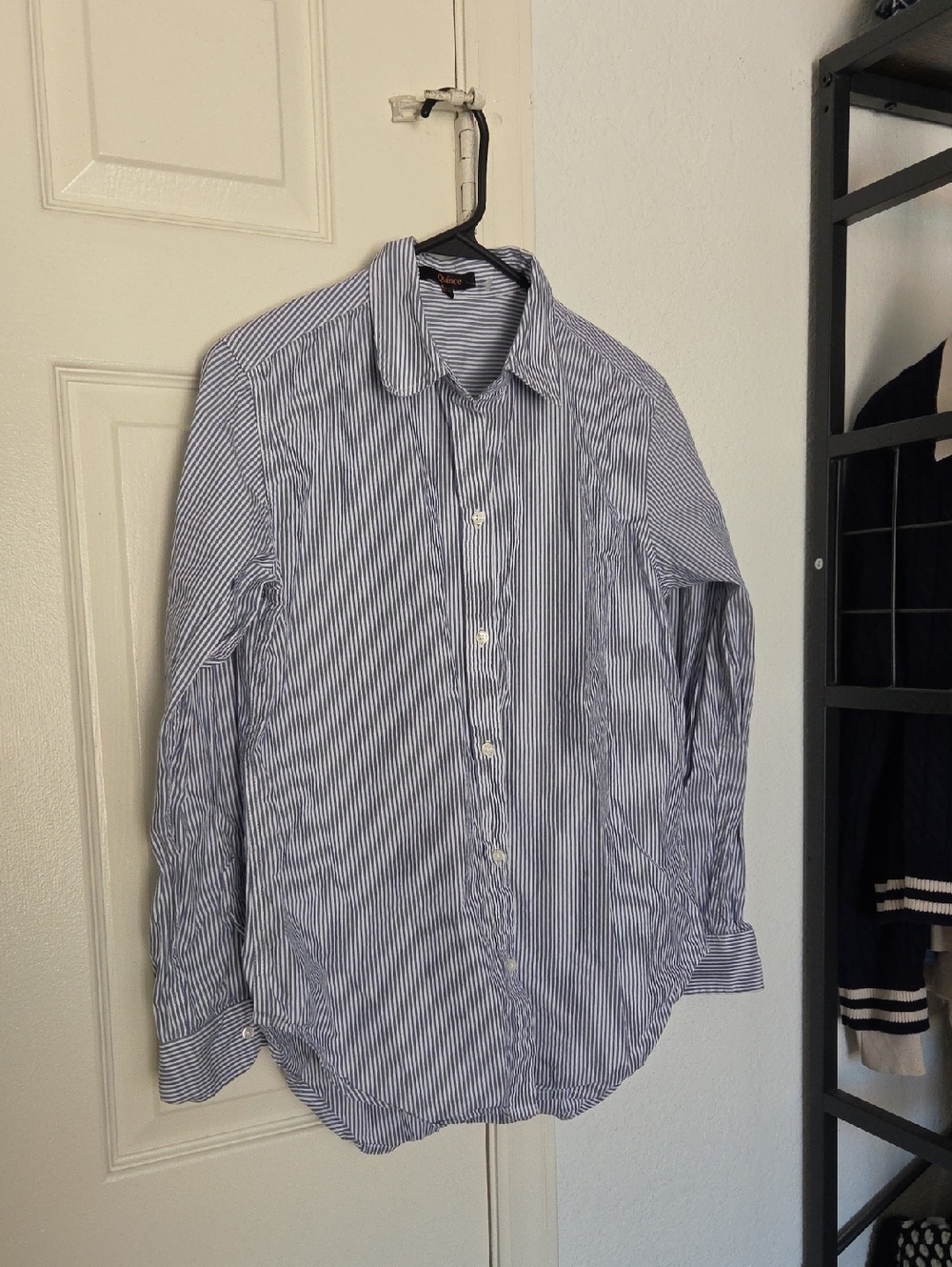 Everlane Organic Cotton Poplin Striped Button Down Light Blue Shirt XS